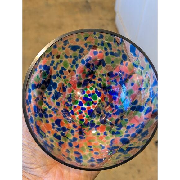 VTG Design Guild Czech Art Glass Candy Dish Apple Shape Iridescent Lid Bowl Rare - Picture 8 of 11